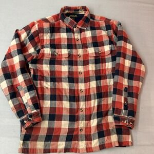 Stanley Lined Flannel Shacket Men's Medium Red Blue Button Up Plaid Jacket